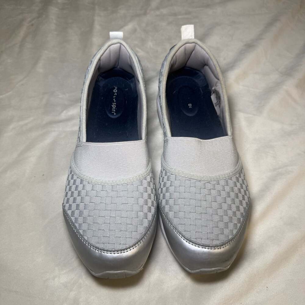 Easy Spirit Silver Woven Women's Slip-On Sneakers Size 7.5